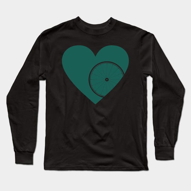 Heart with Road Bike Wheel for Cycling Lovers Long Sleeve T-Shirt by NeddyBetty